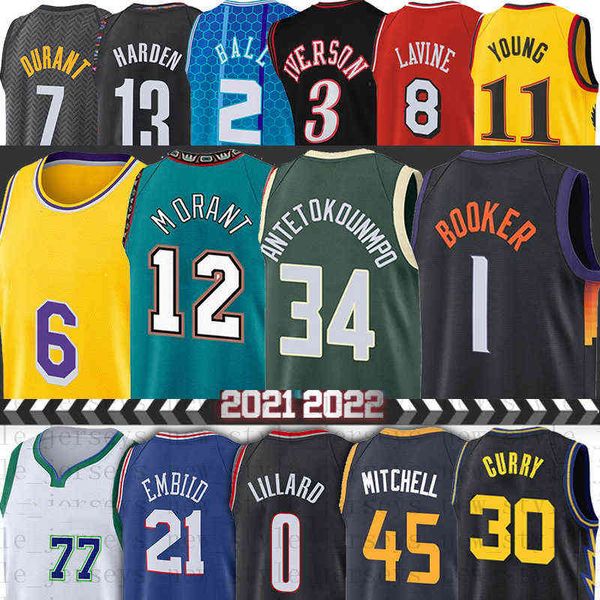 

devin 1 booker basketball jerseys giannis 34 antetokounmpo ja 12 joel morant embiid damian curry 0 lillard 30 stephen vince carter doncic
