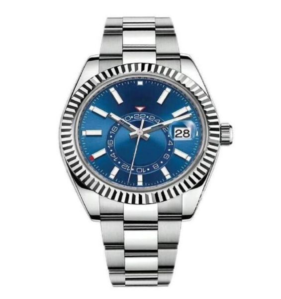 

men watches waterproof dual time zone sky dweller luxury 904l stainless steel watches automatic mechanical sweep movement male wristwatches, Slivery;brown