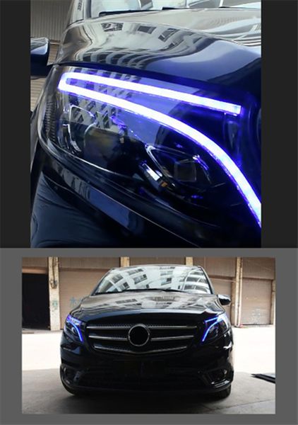 Faro LED per Benz Vito 20 13-20 22 W447 DRL Lente Bi-Xenon LED Crystal Angel Eyes Indicatori di direzione anteriori Lamp301t