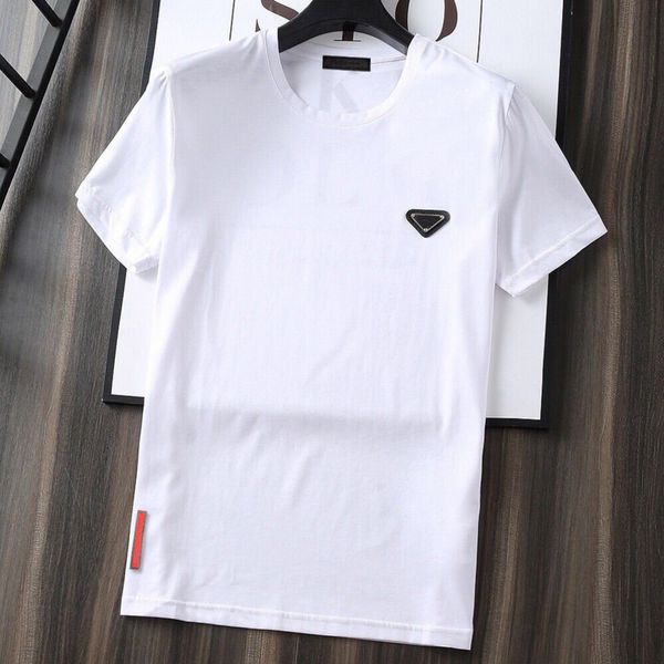 

luxury mens t shirts pure cotton tees metal triangle pattern brand p short sleeve women t-shirt fashion designers tshirts size m-4xl j7xc, White;black