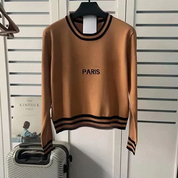 

2023 paris fashion designer sweaters womens sweater o neck jumper jacquard letter knitted long sleeved cardigan casual knitwear slim fit, White;black