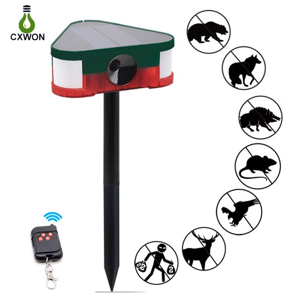 Scaccia animali notturno solare IP65 Deterrente impermeabile per predatori di animali selvatici con luci a LED rosse Altoparlanti di allarme da 129 dB per giardino