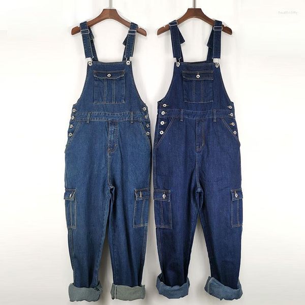 Herren Jeans Herren Denim Overalls Jumpsuit Multi-Pocket Strap Straight Pants Blau Plus Size für HerrenHerren Heat22