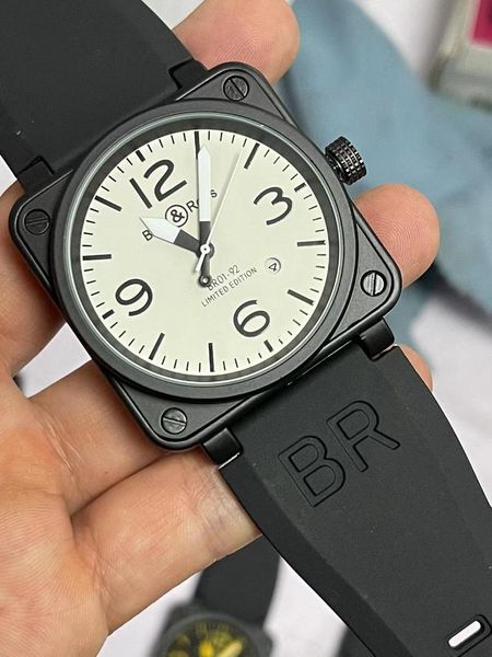 Armbanduhren Herren Automatische mechanische Uhr Glocke Braunes Leder Schwarz Ross RubberArmbanduhren ArmbanduhrenArmbanduhren206w