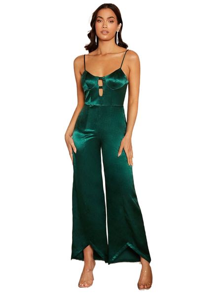 

cutout backless satin cami jumpsuit j5ll#, Black;white