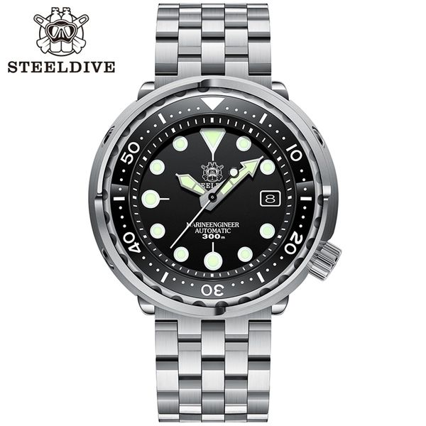 

steeldive sd1975 black dial ceramic bezel 30atm 300m waterproof stainless steel nh35 tuna mens dive watch 220530, Slivery;brown