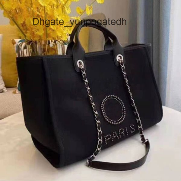 

fashion canvas evening bags luxury brand ch handbags pearl beach bag designers female portable high-capacity classic trend women big handbag, Black;red
