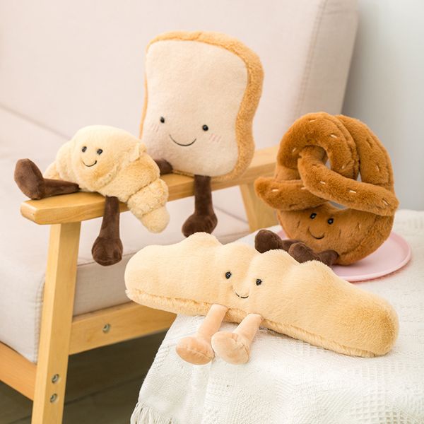 

2022 new soft cartoon figure pretzel crossant toast bread doll plush food toy stuffed baguette poach egg decor doll ups