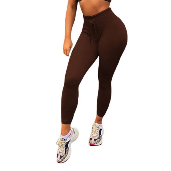 

yoga outfit hirigin fashion women's solid color trousers drawstring tight-fitting seamless sports accessories fitness leggings pants
