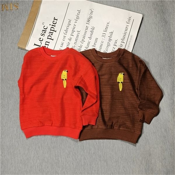 blusas de papagaio amarelo vermelho/marrom para crianças meninos meninas outono lj201216