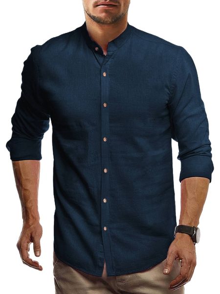 

men button front stand collar shirt z49n#, White;black