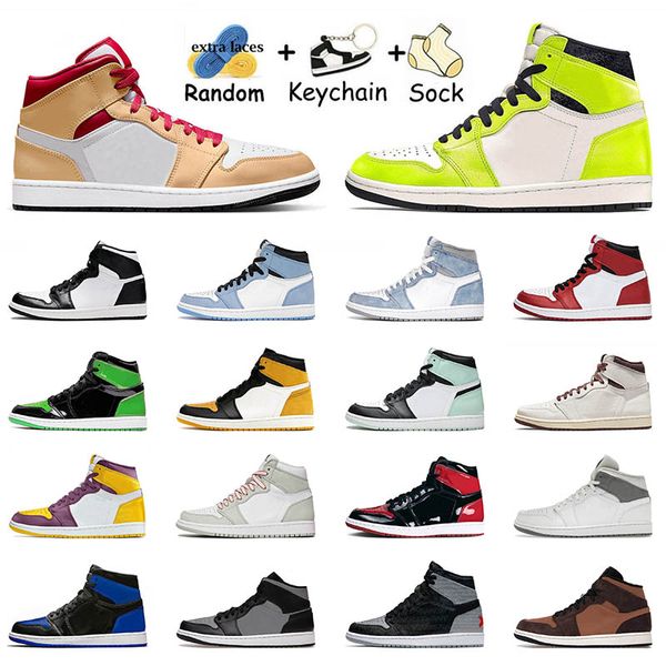

authentic sports 1 1s basketball shoes jumpman sanded purple high dark moch patent green a visionaire stage haze jordam sneakers womens mens, White;red