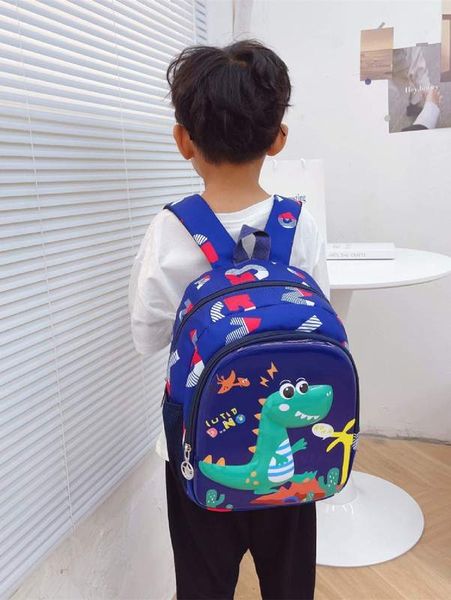 

boys cartoon pattern colorblock backpack she