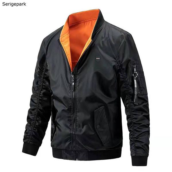 Herrenjacken Serigepark-Jacke mit Schleife, langärmelig, dreidimensionaler Reißverschluss und Taschenknopf-Design, Mantel für jeden Tag, lässig
