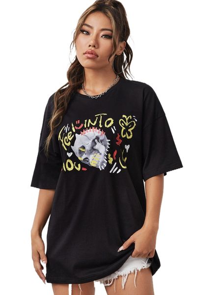 

x gppdsgn letter & skull print drop shoulder tee k8zo#, White