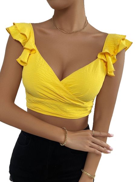 

ruffle sleeves tie back wrap s0zr#, White