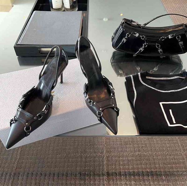 

dress shoes autumn style temperament high heels women's sense pointed thin side air design fashion baotou sandals women, Black