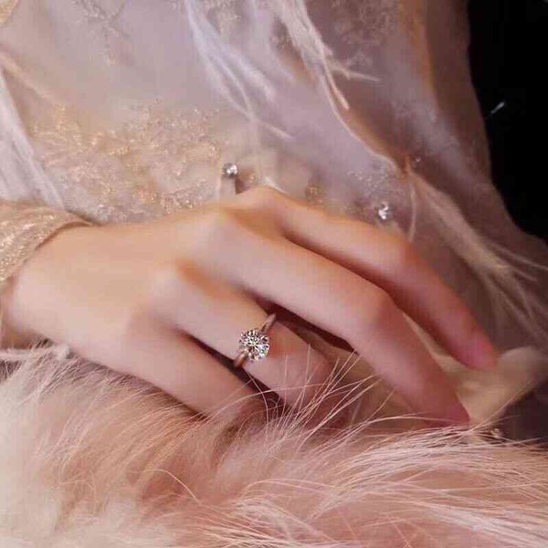 

ysah t family six claw diamond ring 258 sterling silver plated 18k gold classic single proposal
