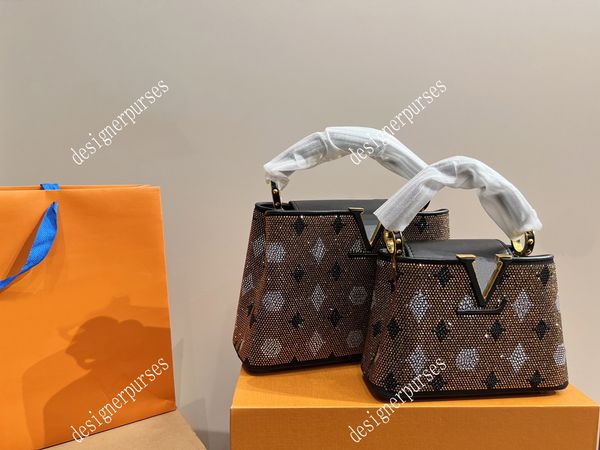 

tz women handbags designer crystal shoulder bag luxury capucines handbag fashion shiny diamonds crossbody purses handle tote bag bling bling