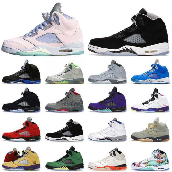 

men basketball shoes 5 5s easter shattered backboard bluebird green bean what the space jam mens trainers sports sneakers, Black