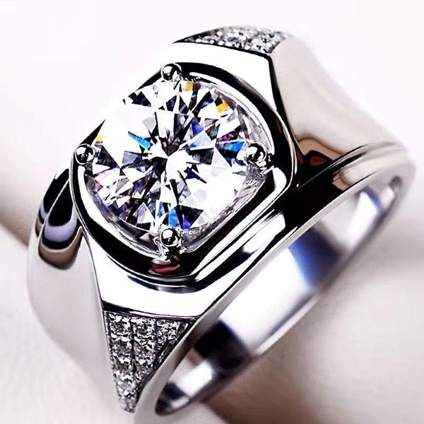 

cluster rings imported moissanite ring men's platinum 1 diamond personality atmosphere business wide, Golden;silver