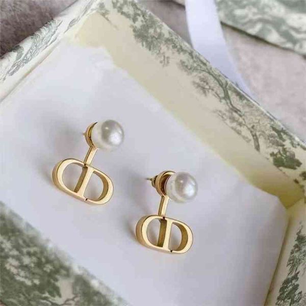 

2022 factory wholesale new di home pearl long earrings women's simple geometric earrings accessories, Golden
