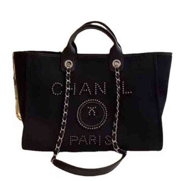 

classic brand luxury ch beach bags canvas pearl evening bag designer portable shopping large capacity handbag women handbags label backpack