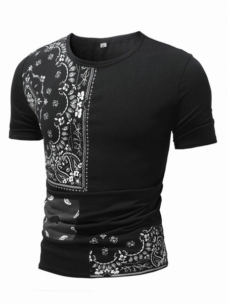 

men paisley scarf print tee 51ou#, White;black