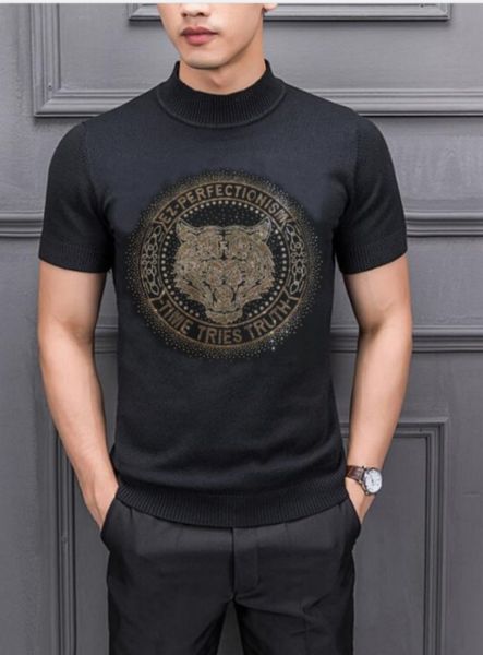 

rhinestone classic men sweater casual fashion brand, White;black