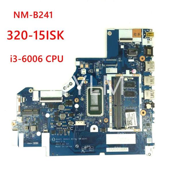 Conectores de cabos de computador NM-B241 I3-6006CPU DDR4 4GB RAM PRINIFICAÇÃO PARA LENOVO 320-15ISK 320-17ISK 5B20N86787 Laptop Placa-mãe testada 1