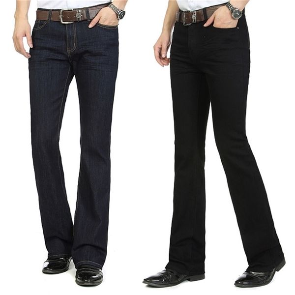 Herren Jeans mit ausgestelltem Bein, hohe Taille, lange Flare für Bootcut, Schwarz, Bell-Bottom-Jeans für Männer 201128