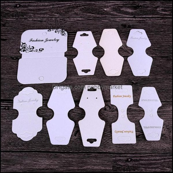 16 Stile Nero/Bianco/Kraft Orecchini a bottone Collana di carte Bracciale di diverse dimensioni Hang Tag Gioielli Display Cards Etichetta Drop Delivery 2021 Tag