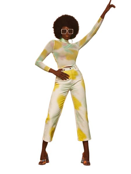 

x alejandra quesada graphic print high waist slant pocket pants j4vj#, Black;white