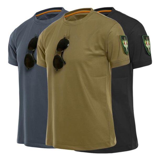 Tshirts masculinos homens táticos militares t Outdoor Quick seco de manga curta Sport Tops Treinamento de caminhada masculino Tee respirável algodão T 230206