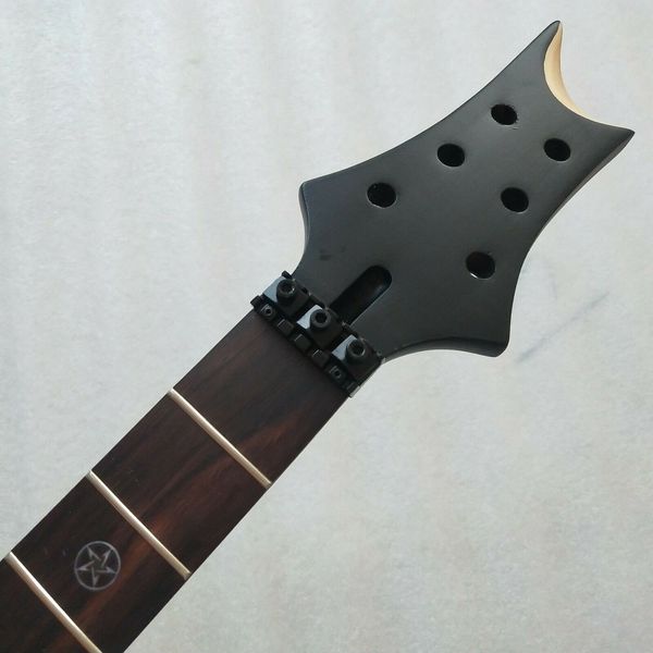 

diy black guitar neck 24 fret 25.5" maple rosewood fretboard inlay locking nut