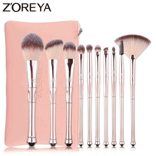 Strumenti per il trucco Zoreya Marca 10 pezzi Capelli sintetici morbidi Pennelli a forma di diadema Fondotinta Fard in polvere Blending Concealer Ombretto Brush220422