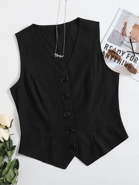 

solid button front waistcoat h8gr#, White