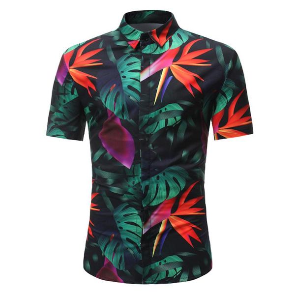 

men's casual shirts mens hawaii shirt for summer beach leisure fashion floral tropical seaside hawaiian camisas short sleeve, White;black