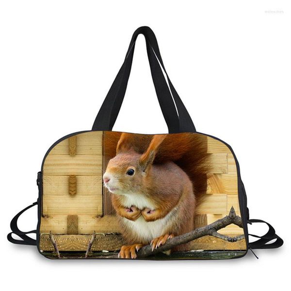 Borsoni AnyFocus Borsa di marca Uomo Donna Scoiattoli animali Borsa da stampa Bagagli Borsa da viaggio fresca moda a spalla di alta qualitàBorsa da viaggio