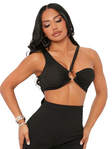 

sxy o-ring asymmetrical neck crop d19o#, White