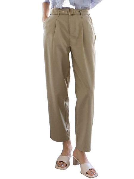 

dazy high waist plicated detail slant pocket pants 65ms#, Black;white