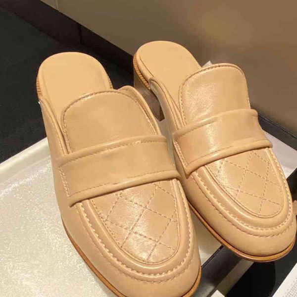 

slippers baotou half slippers women's spring lazy muller shoes with flat bottom and high height, one pedal cool for women to wear, Black