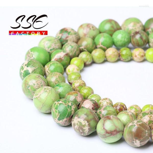 Andere natürliche grüne Meeressediment-Türkis-Perlen, Imperial-Jaspis, runder loser Stein für die Schmuckherstellung, DIY-Armbänder, 4–10 mm, 38,1 cm, Wynn22