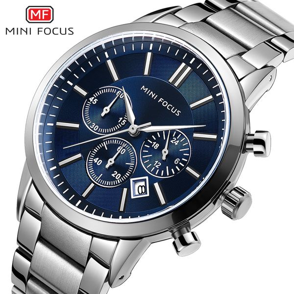 

mini focus brand luxury fashion quartz watch men waterproof stainless steel reloj hombre montre homme relogio masculino blue