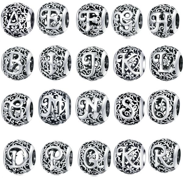 S925 STERLING SLATER SHETS CHARMS DIY ROUND ENGRIMENTO LETRA POPULAR LADIES LADIES PENENTE PENENTE ORIGINAL FIT PANDORA PANDORA JOENS DE MODAÇÃO MULHERES GUIL