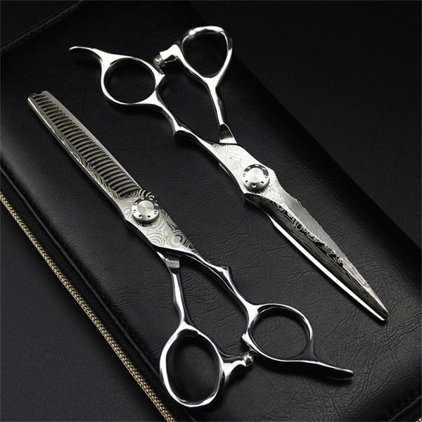 

professional damascus 6 '' hair scissors cutting scissor barber tools cut thinning shears set dressing 220317