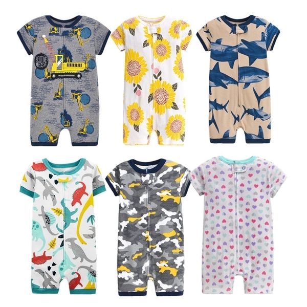 

summer baby boys girls clothes born baby romper cotton infant jumpsuit short sleeve cartoon toddler costume 220714, Blue