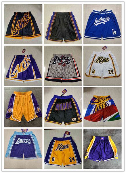 

los angeles''lakers''men throwback basketball shorts pocket purple yellow blue, White;black