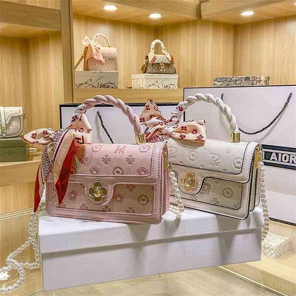 

70% factory online sale handbag soft leather bag summer red embossed pink small square portable silk scarf bags