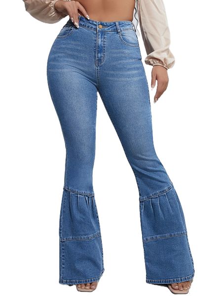 

sxy high waist flare leg jeans u4ky#, Blue